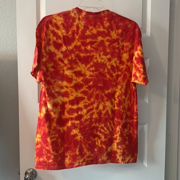 VTG Woodstock tie dye shirt  XL red and yellow festival t shirt hippie indie - Picture 8 of 12